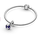 Charm Sterling Silver 925 Earth - Blue Planet, 2-in-1 Opening, Heart Inside, Bracelet Pendant Space