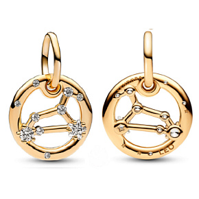 Charm Sterling silver 925 Gold plated Zodiac sign Leo, pendant for bracelet