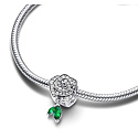 Charm Sterling silver 925 Rose in bloom, bead on bracelet nature