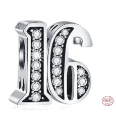 Charm Sterling silver 925 16 anniversary, bead on bracelet