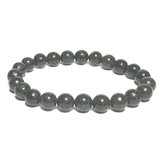 Opal black bracelet elastic natural stone, ball 8 mm / 16-17 cm, AAA quality, lucky stone