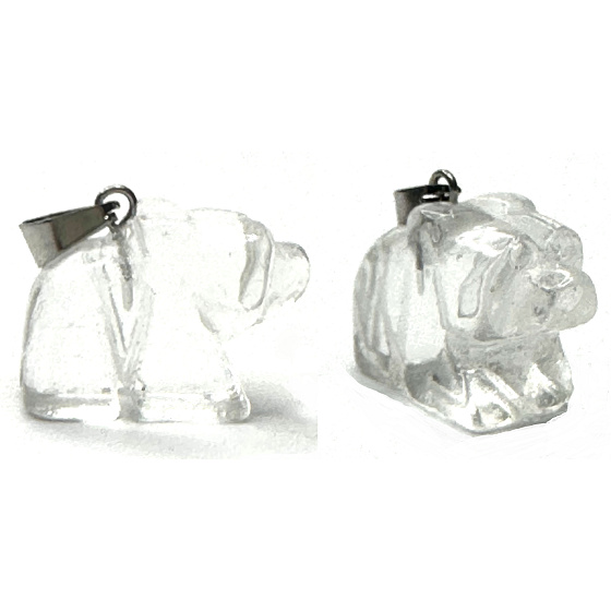 Crystal Bear pendant natural stone, hand cut figurine 1,8 x 2,5 x 8 mm, stone stones
