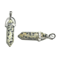 Jasper Dalmatian pendulum hexagon pendant natural stone 41 x 13 mm, stone of positive energy