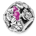 Sterling silver 925 Floral charm bead bracelet nature