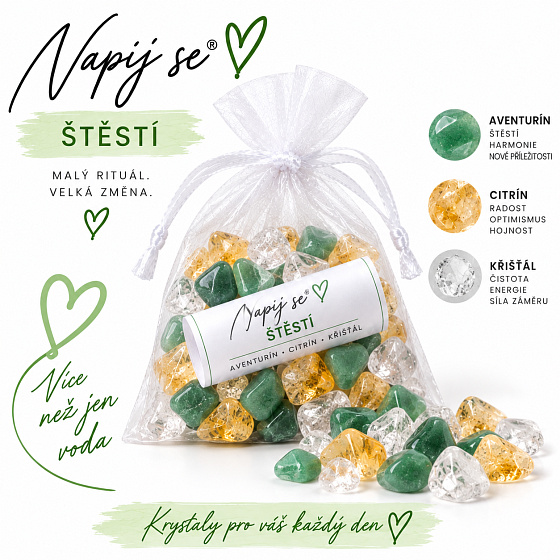 Napij se® štěstí – výměnná minerální náplň | Aventurín, Citrín, Křišťál