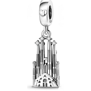Sterling silver 925 Barcelona La Sagrada Familia, travel bracelet pendant