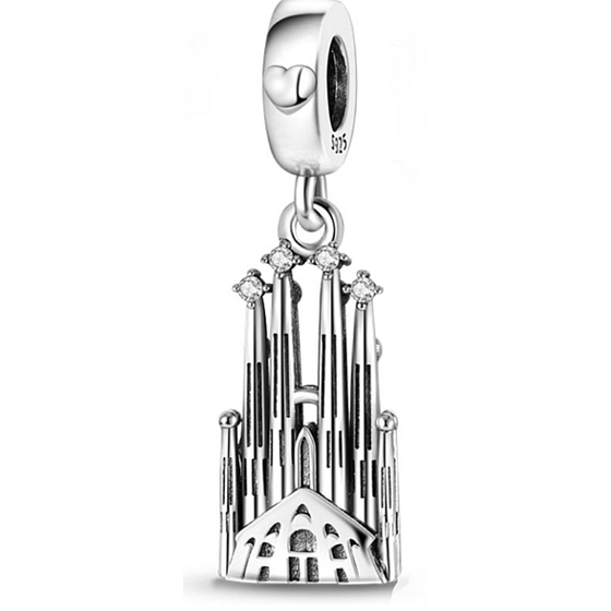 Sterling silver 925 Barcelona La Sagrada Familia, travel bracelet pendant