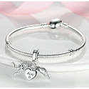 Sterling silver 925 Athlete - runner, sneakers, heart with cubic zirconia and engraved inscription: Run, 3in1 pendant on bracelet sport