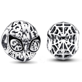 Charm Sterling silver 925 Marvel Spiderman Mask, bead on bracelet movie