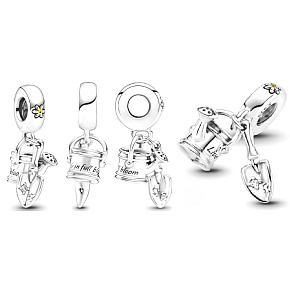 Sterling silver 925 Teapot and shovel 2in1, pendant on bracelet interests