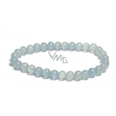 Calcite blue bracelet elastic natural stone, ball 6-6,2 mm / 16-17 cm, intuition stone