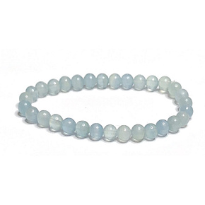 Calcite blue bracelet elastic natural stone, ball 6-6,2 mm / 16-17 cm, intuition stone