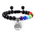 Chakra bracelet Tree of Life + Obsidian, natural stone, hand knitted, adjustable size, 8 mm ball, rescue stone
