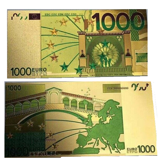 Talisman Gold plastic banknote 1 000 EUR