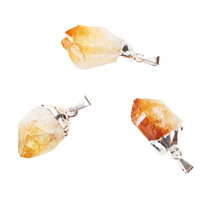 Citrine in metal pendant natural stone approx. 2,5 - 3 cm, stone of abundance, success