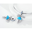Charm Sterling Silver 925 Luminous - Sea - Jellyfish, Starfish, Clam, 3-in-1 Bracelet Pendant Sea