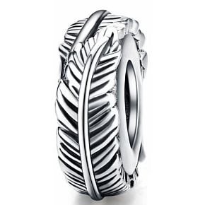 Sterling silver 925 Feather bead for bracelet nature