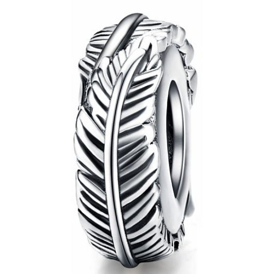 Sterling silver 925 Feather bead for bracelet nature