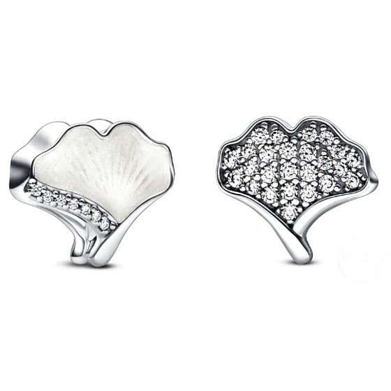 Charm Sterling silver 925 Ginkgo Biloba Smart, bead for bracelet nature