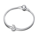 Charm Sterling silver 925 Sun and crescent with clear cubic zirconia, bead for bracelet universe