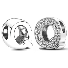 Sterling silver 925 Alphabet letter Q, bead for bracelet
