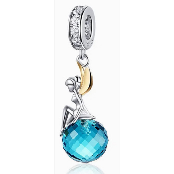 Charm Sterling silver 925 Fairy from the blue planet, fairy bracelet pendant