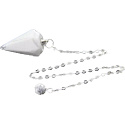 Magnesite / Howlite white pendulum natural stone 2,5 cm + 18 cm chain with bead, cleansing stone