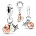 Charm Sterling Silver 925 Starfish, Shell, Freshwater Pearl, 3-in-1 Bracelet Pendant, Sea