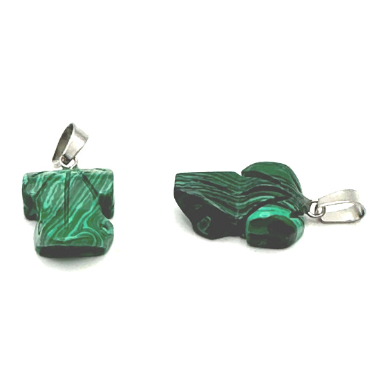 Malachite Frog for luck pendant natural stone approx. 20 x 15 mm, stone of fulfilled wishes