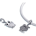 Sterling silver 925 Lovely owl, animal bracelet pendant