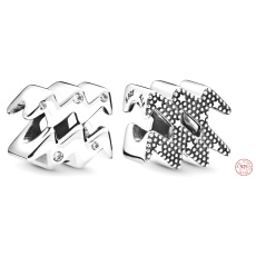 Charm Sterling silver 925 Zodiac sign Sparkling Aquarius, bead for bracelet