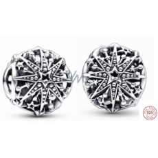 Charm Sterling silver 925 Celestial snowflake, bead for bracelet Christmas