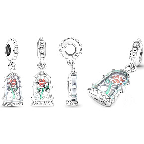 Charm Sterling silver 925 Disney Beauty and the Beast Magic Rose, bracelet pendant