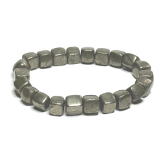 Pyrite bracelet elastic natural, cube 8 mm / 16-17 cm, master of self-confidence and abundance