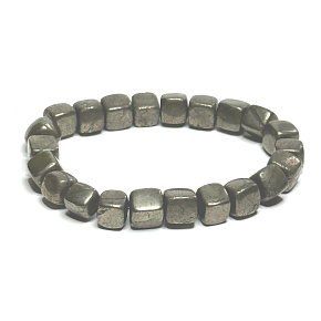 Pyrite bracelet elastic natural, cube 8 mm / 16-17 cm, master of self-confidence and abundance Pyrite bracelet elastic natural, cube 8 mm / 16-17 cm, master of self-confidence and abundance