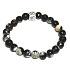 Agate black and white lace facet with royal mantra Ohm bracelet elastic natural stone, ball 8 mm / 16-17 cm, brings success to life