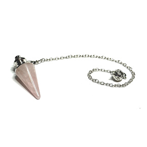 Rose pendulum natural stone 3,5 cm + chain with ball 18 cm, love stone Rose pendulum natural stone 3,5 cm + chain with ball 18 cm, love stone