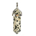 Jasper Dalmatian pendulum hexagon pendant natural stone 41 x 13 mm, stone of positive energy