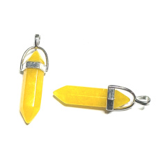Avanturine yellow pendulum hexagon pendant natural stone 41 x 13 mm, lucky stone