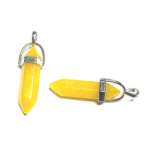 Avanturine yellow pendulum hexagon pendant natural stone 41 x 13 mm, lucky stone Avanturine yellow pendulum hexagon pendant natural stone 41 x 13 mm, lucky stone