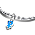 Charm Sterling silver 925 Lady in blue, bracelet pendant symbol