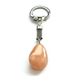 Calcite Trommel pendant keychain natural stone, approx. 10 cm