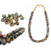 Ancient handmade glass from Nepal Necklace 64 cm with abacus beads approximately 2 cm with a large flower