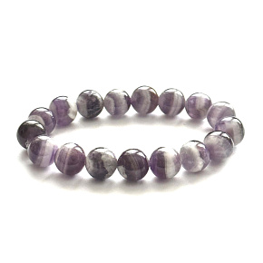 Amethyst chevron bracelet elastic natural stone, 12 mm bead / 16 - 17 cm, stone of kings and bishops