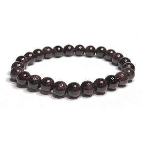 Garnet bracelet elastic natural stone, ball 8 mm / 16 - 17 cm, stone of fire, love