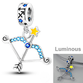 Sterling Silver 925 Luminous - Zodiac Sign Sagittarius, Bracelet Pendant