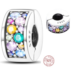 Charm Sterling silver 925 Garden of Eden colored cubic zirconia, stopper, clip bead on bracelet symbol
