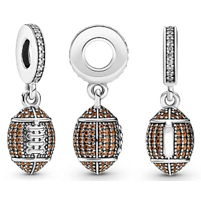 Charm Sterling silver 925 American football, pendant on bracelet sport