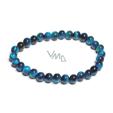 Tiger eye blue bracelet elastic natural stone, ball 6 mm / 16-17 cm, stone of the sun and earth, brings luck and wealth