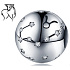 Taurus zodiac sign, pendant for bracelet silver + cubic zirconia, ball 9 mm 1 piece